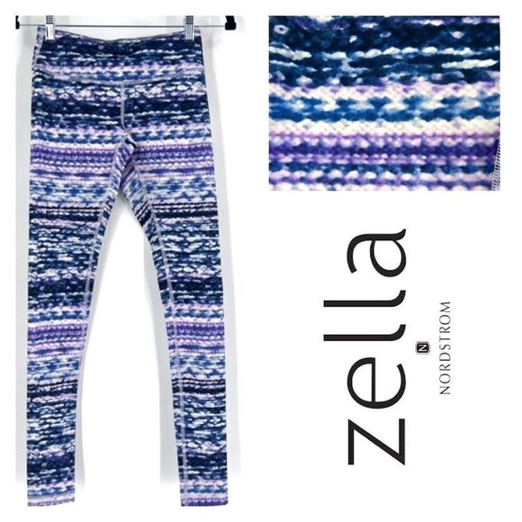 Zella Womens Live In Slim Athletic Leggings Purple League Jungle Stripe Size XXS - Picture 1 of 9